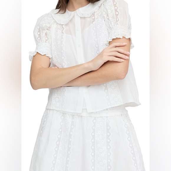 Hill House the Adelaide Top in White Broderie - Picture 2 of 10